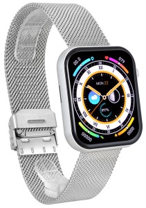 Hagen SMARTWATCH HB51 SREBRNY SREBRNA SIATKA+ CZARNY SILIKON POMIARY CUKRU